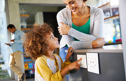 woman and child smiling