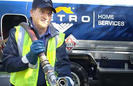 Petro service tech and oil truck