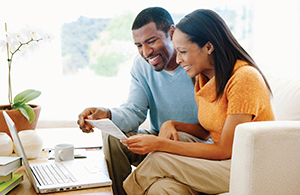 Couple reviewing contract