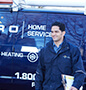 Petro service tech in front of van